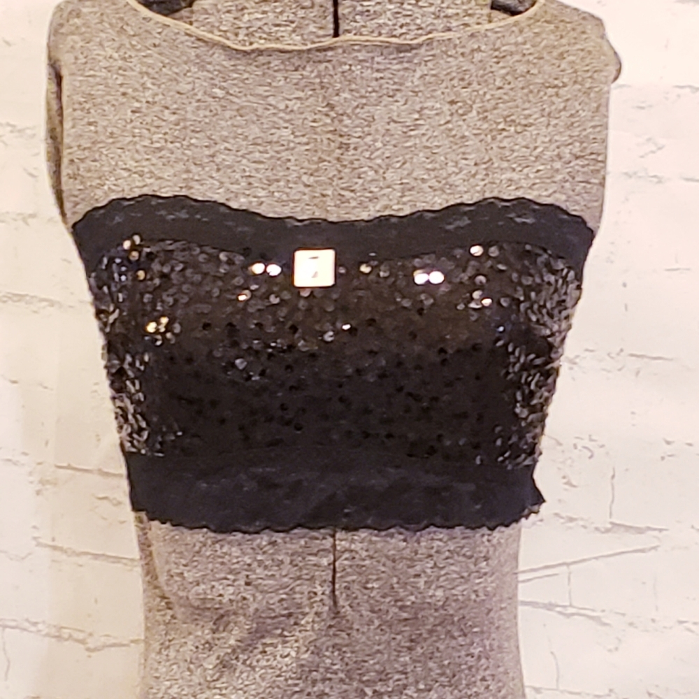 NWT La Senza Black Sequin Bandeau Bralette Size M